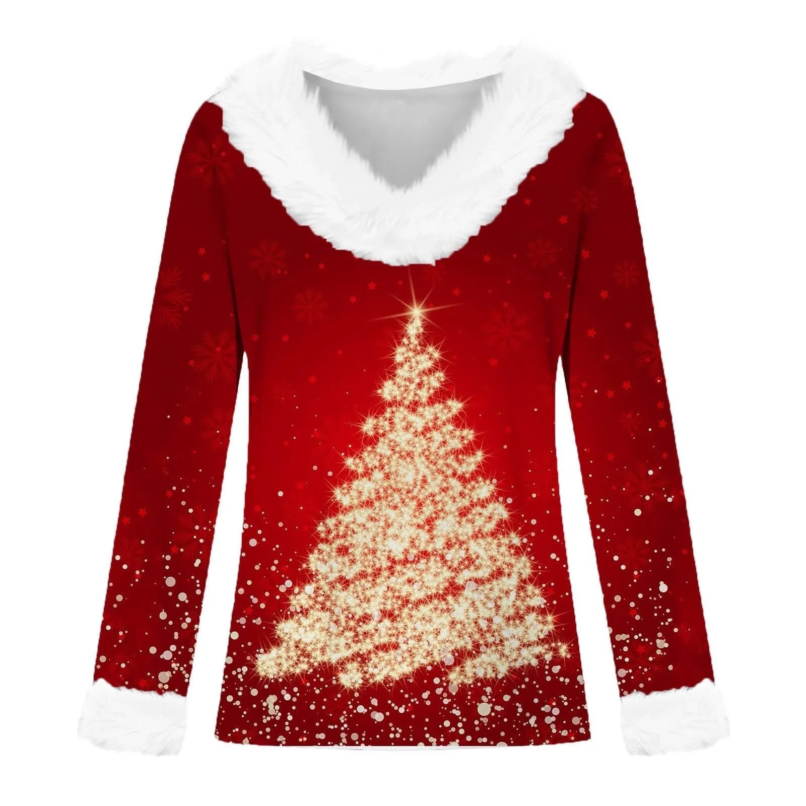 Різдвяний Светр Жіночий Довгий Рукав V-подібний Виріз, фото №4