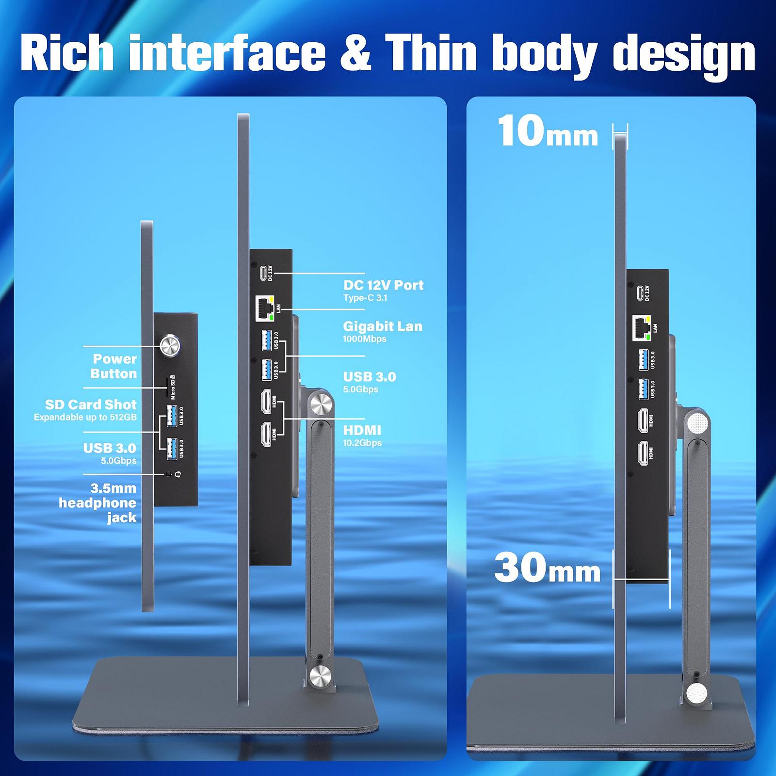 Комп'ютер All in One HEIGAOLAPC 15.6-Inch Touchscreen FHD Display J4125 8GB RAM 128GB ROM Win 11 Pro, фото №6
