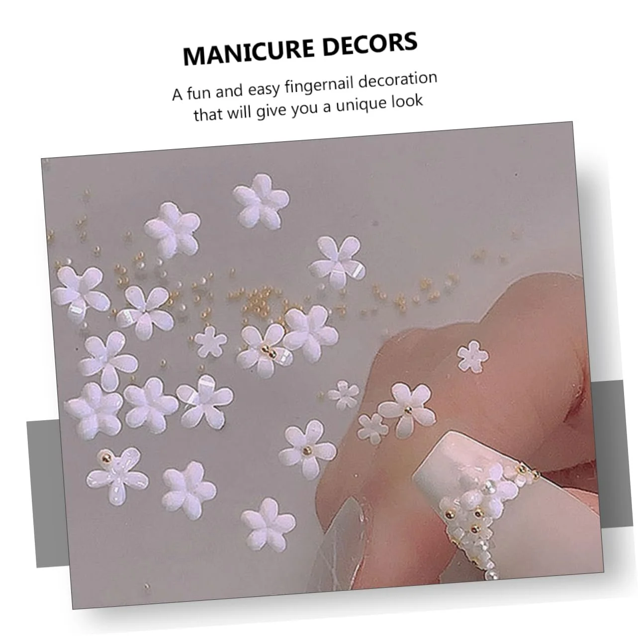 Прикраса для нігтів Квіти Білий (3 пакети), фото №4 Прикраса для нігтів Квіти Білий (3 пакети), фото №4