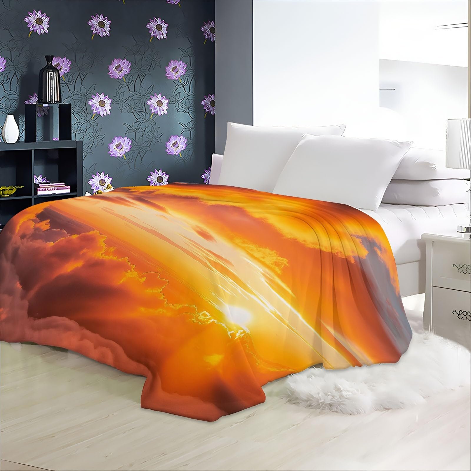 Плед фланелевый Premium, Modern Sonnenuntergang Wolken, теплый и уютный, оранжево-серый, 220 x 240 см, фото №6 Плед фланелевый Premium, Modern Sonnenuntergang Wolken, теплый и уютный, оранжево-серый, 220 x 240 см, фото №6