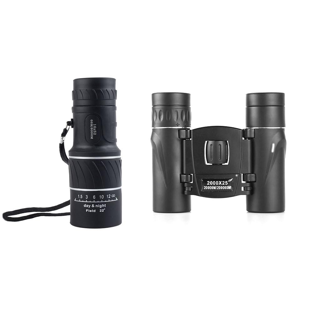 Бінокль yomoe Портативний 2 Pack з HD Zoom 2000 x 25 і Монокуляр Бінокль 16 x 52 Складний BAK4, фото №1