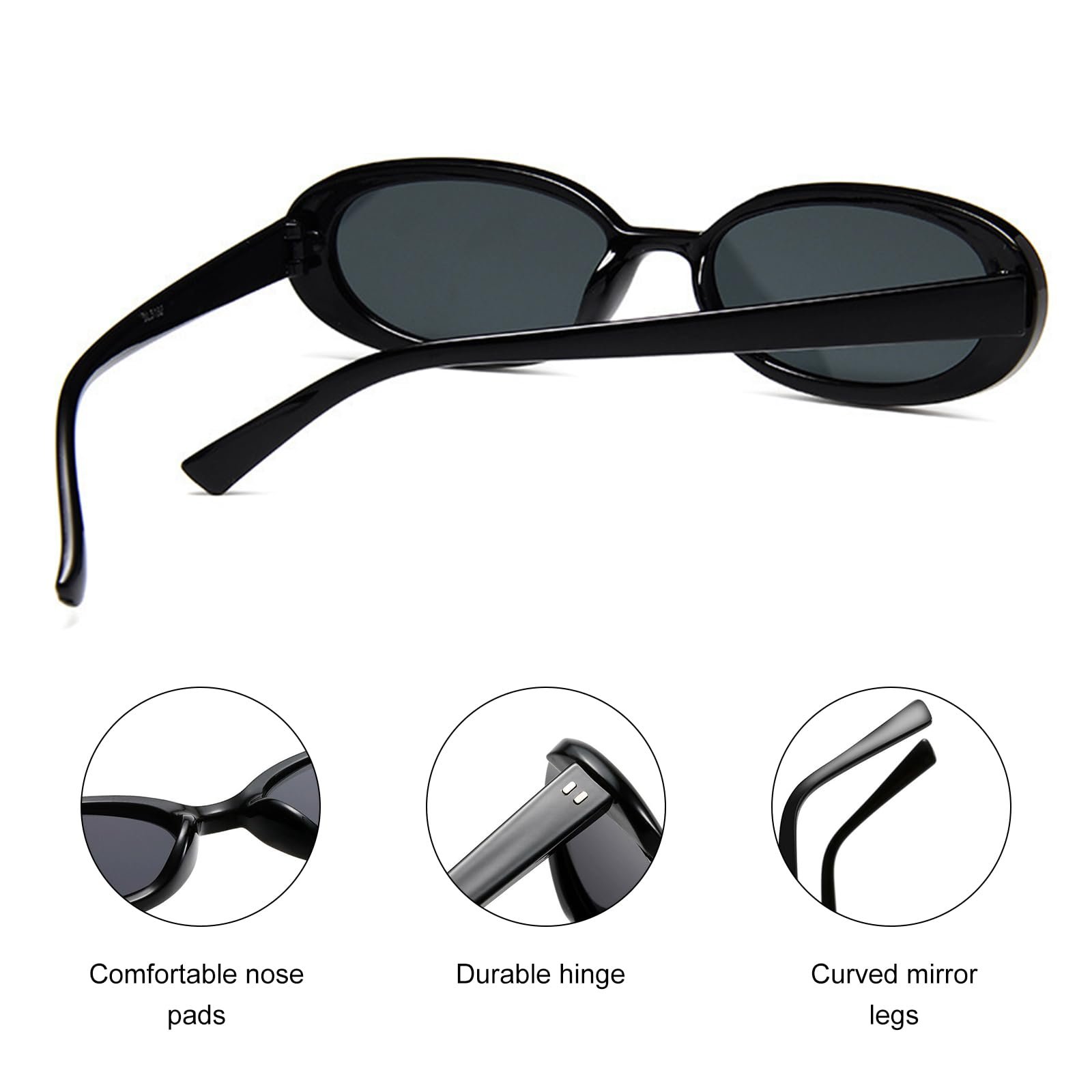 Овальні Сонцезахисні Окуляри Жіночі Вінтажні UV400 Ретро Чорний, 2 шт, фото №4 Овальні Сонцезахисні Окуляри Жіночі Вінтажні UV400 Ретро Чорний, 2 шт, фото №4