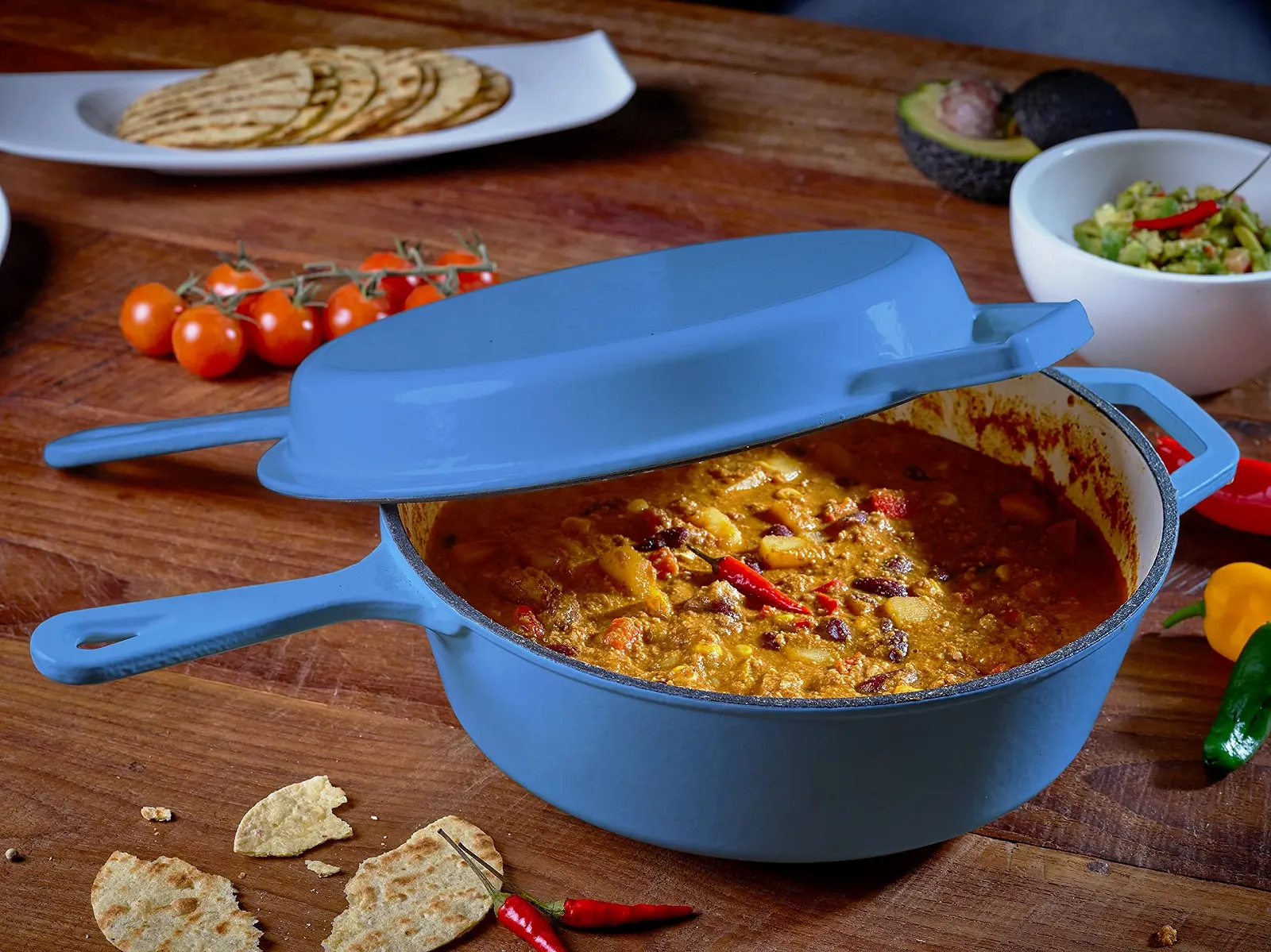 Набір каструля та сковорода-гриль 2-в-1 Echtwerk чавунний з емальованим покриттям блакитний 2.5 L 25.2 см, фото №4 Набір каструля та сковорода-гриль 2-в-1 Echtwerk чавунний з емальованим покриттям блакитний 2.5 L 25.2 см, фото №4