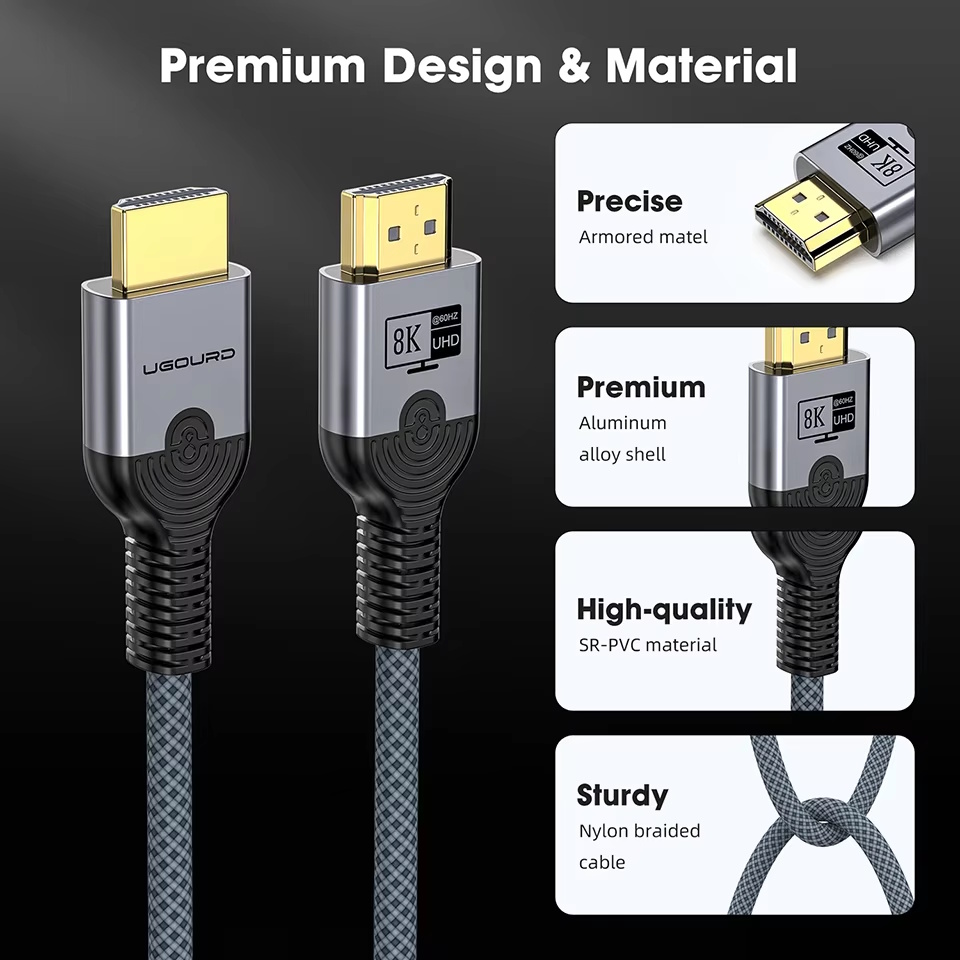 Кабель Bask HDMI v2.1 8K/60Hz 4K/165Hz 5 метров Grey Ultra High Speed HDR, фото №5 Кабель Bask HDMI v2.1 8K/60Hz 4K/165Hz 5 метров Grey Ultra High Speed HDR, фото №5