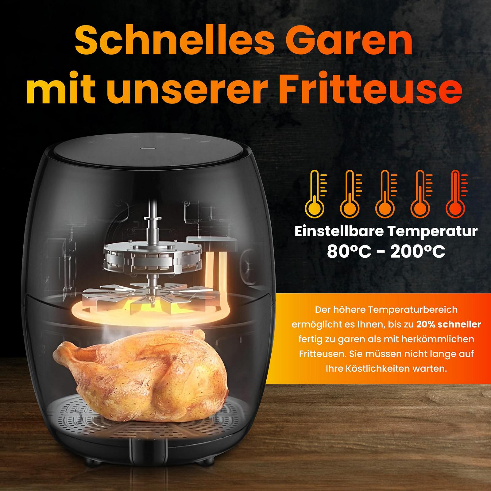 Фритюрница Extralink 1000W 2L с антипригарным покрытием, 80°C до 200°C, LED сенсорный экран, фото №3