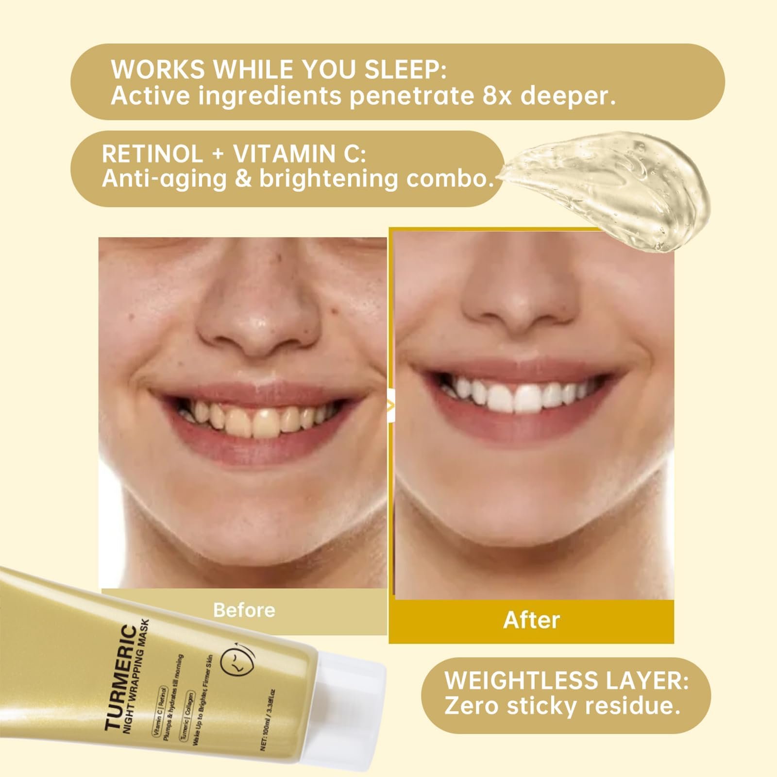 Маска-плёнка Eazerom 10 Turmeric для лица, лифтинг, упругость, увлажнение, против морщин, для сияющей кожи, фото №7