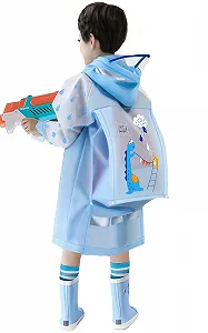 Детский дождевой плащ-пончо для мальчиков с рукавами со светоотражателями synthetic.ua - Фото 1