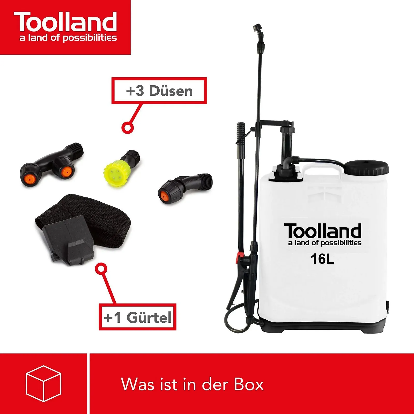 Ранцевий обприскувач Toolland 16 л Білий/Чорний, фото №7