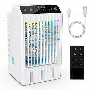 Мобільний кондиціонер Портативний без витяжного шланга Міні з розпилювачем та кольоровим нічним підсвічуванням для дому офісу кемпінгу - Фото 1