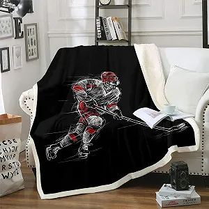 Покривало Homemissing Ice Hockey Flannel Fleece Зимова Покривало на тему хокею 150 x 200 см для дивана ліжка - Фото 1