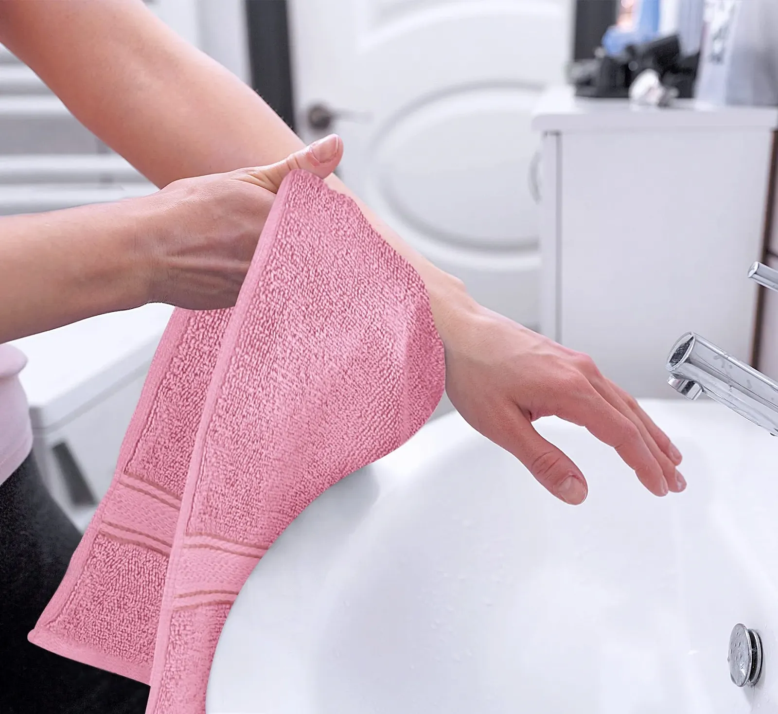 Набір рушників для рук Utopia Towels 6 штук 100% бавовна 600 GSM 16 x 28 дюймів Pink, фото №3