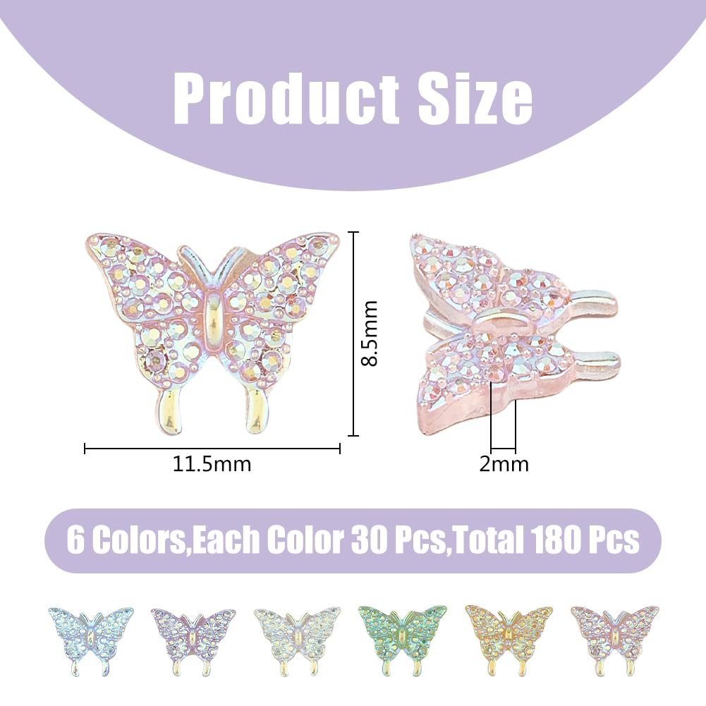 Кабошони для нігтів Метелик 3D 6 кольорів 180 шт, фото №2