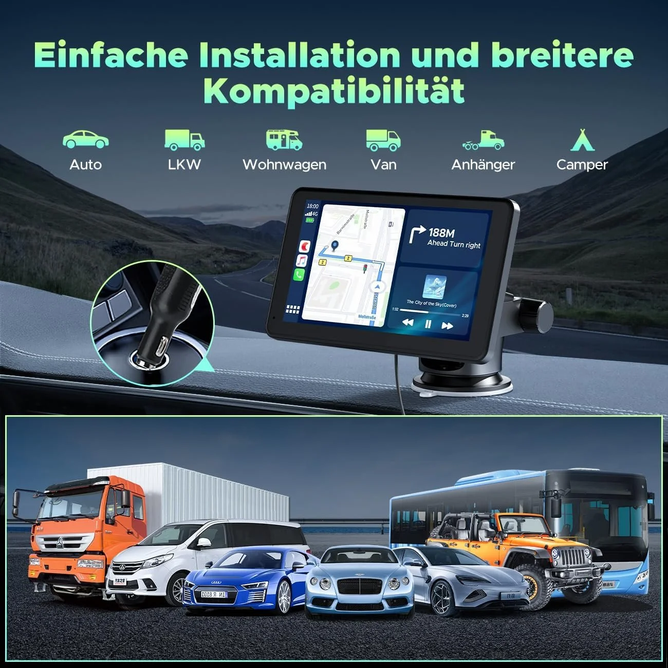 Автомагнітола Lamtto RC08 / 7" / Сенсорна / Apple CarPlay / Android Auto / Bluetooth / WI-FI / GPS / AUX, фото №8
