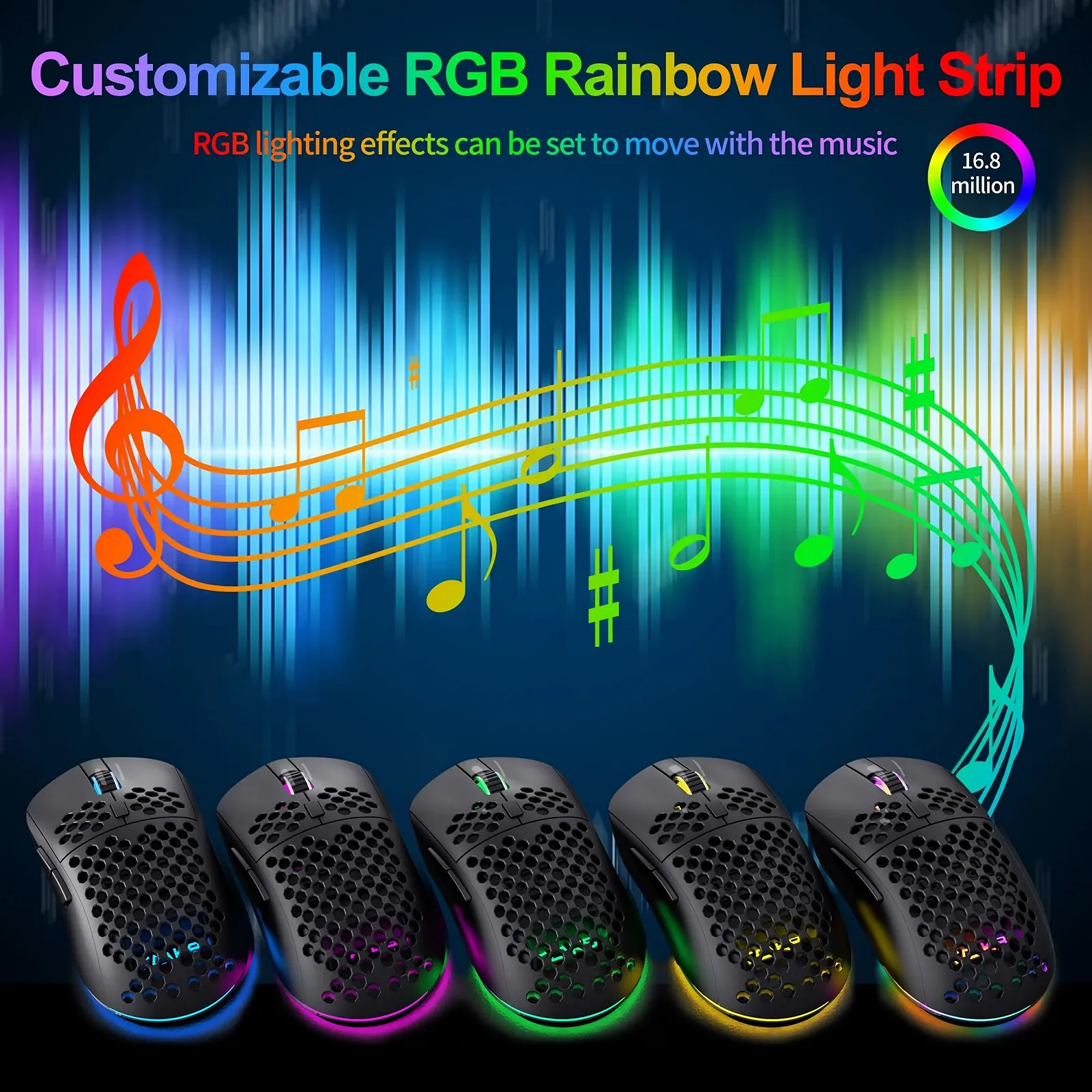 Мышь TMKB M1se игровая, оптический сенсор 12800 DPI, 6 программируемых кнопок, сотовая, регулируемая RGB подсветка, паракорд, эргономичная, черная, фото №4 Мышь TMKB M1se игровая, оптический сенсор 12800 DPI, 6 программируемых кнопок, сотовая, регулируемая RGB подсветка, паракорд, эргономичная, черная, фото №4