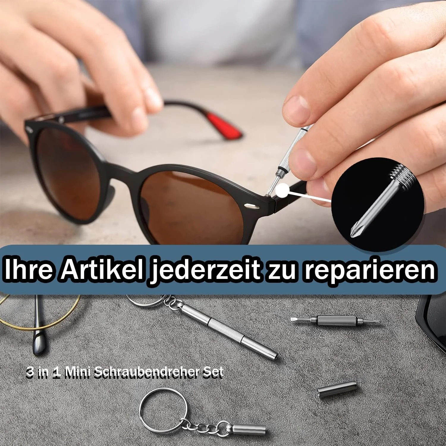 Набір Mini Інструменти Викрутка Брелок 3 в 1 Нержавіюча сталь, фото №6