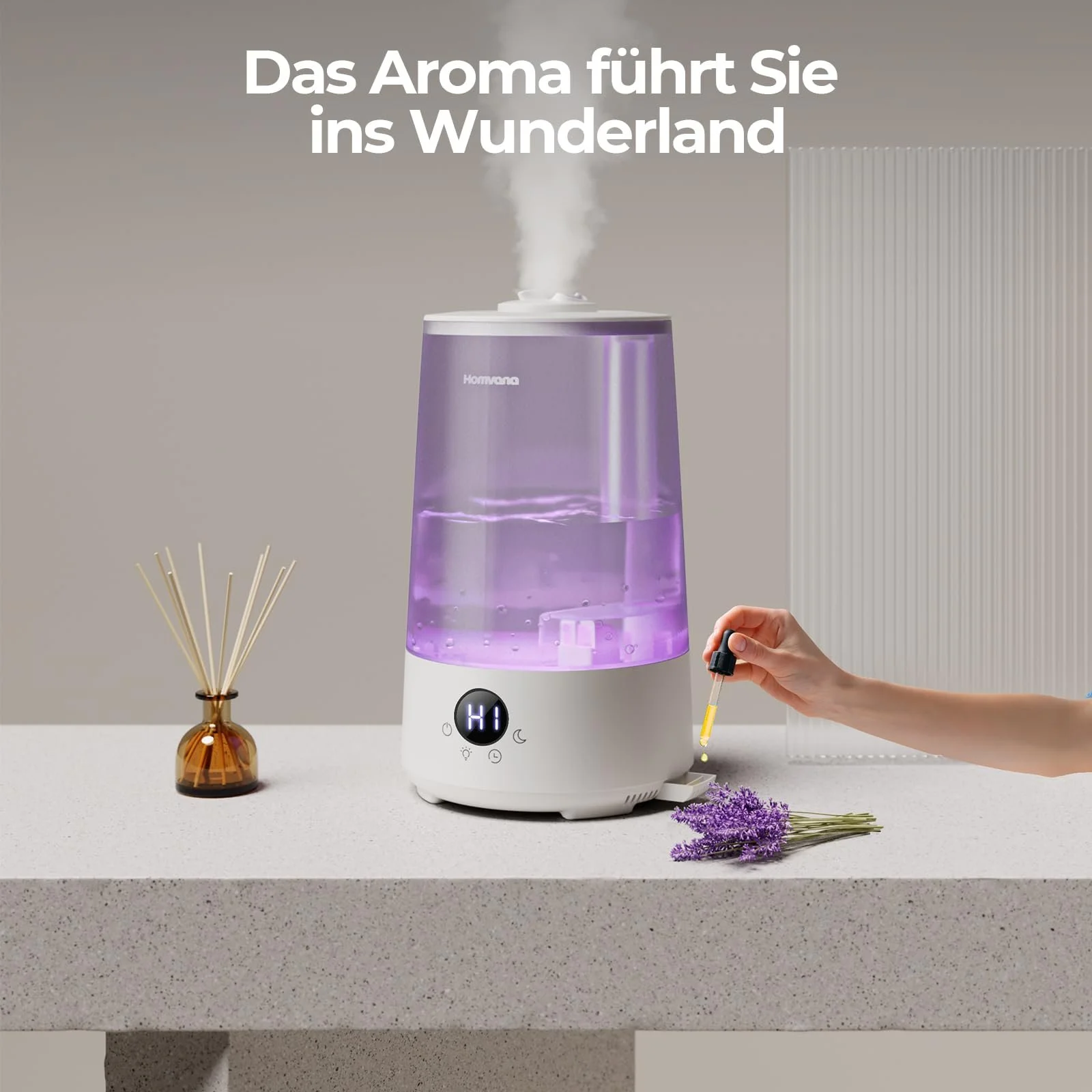 Humidifier Homvana H101 Top-Fill 3.6 L 360° Cool Mist 16 дБ SilentSpary Tech Grey, фото №7