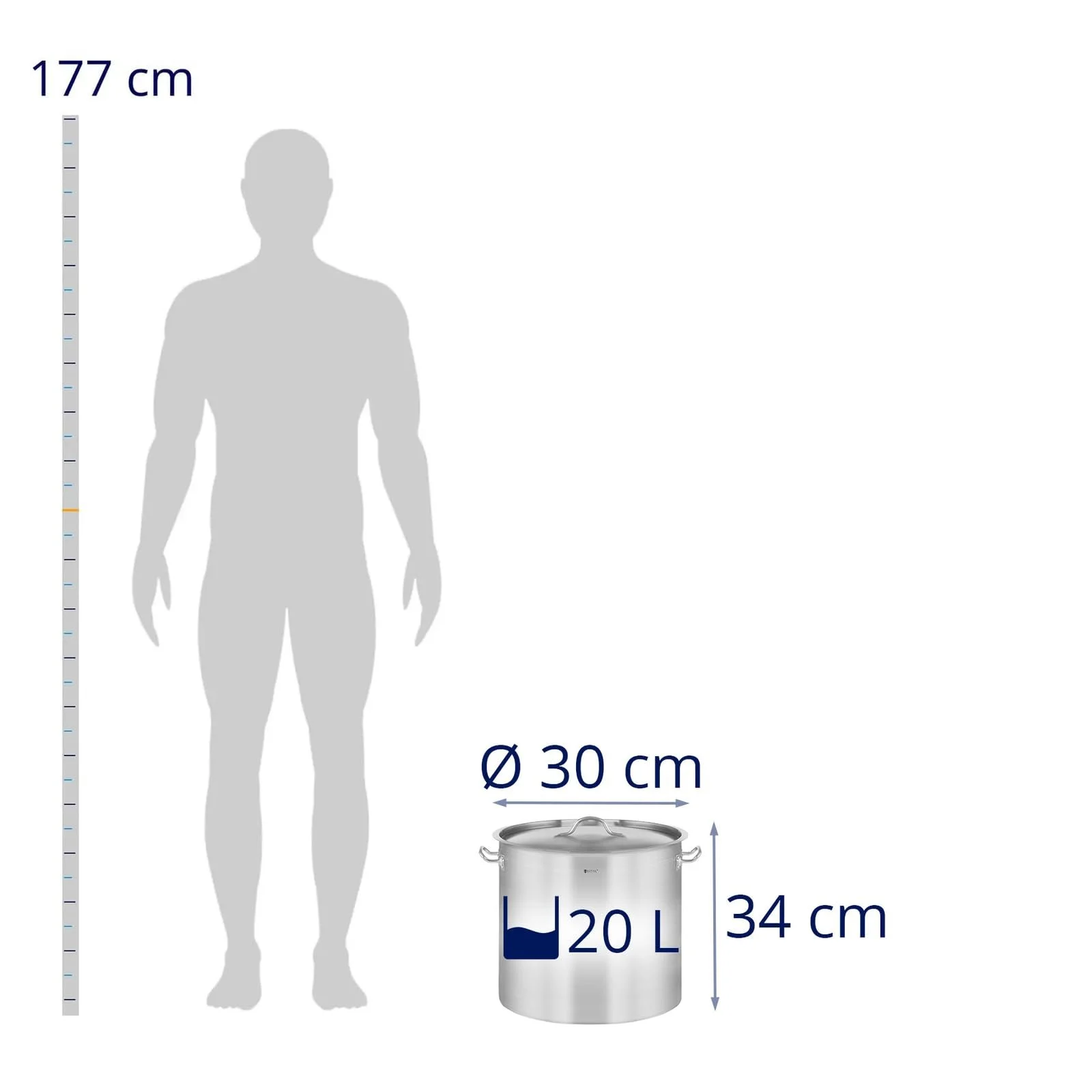 Каструля Royal Catering з нержавіючої сталі індукційна, 21 л, фото №5