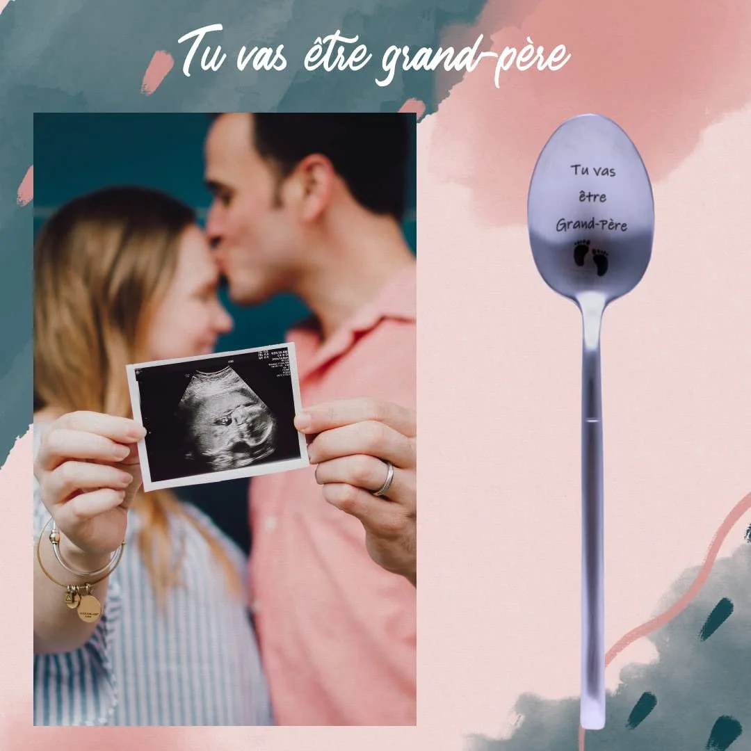 Ложка Дідусю про вагітність "Tu Vas Be Papi" Оригінальний персоналізований подарунок для майбутнього дідуся, фото №4