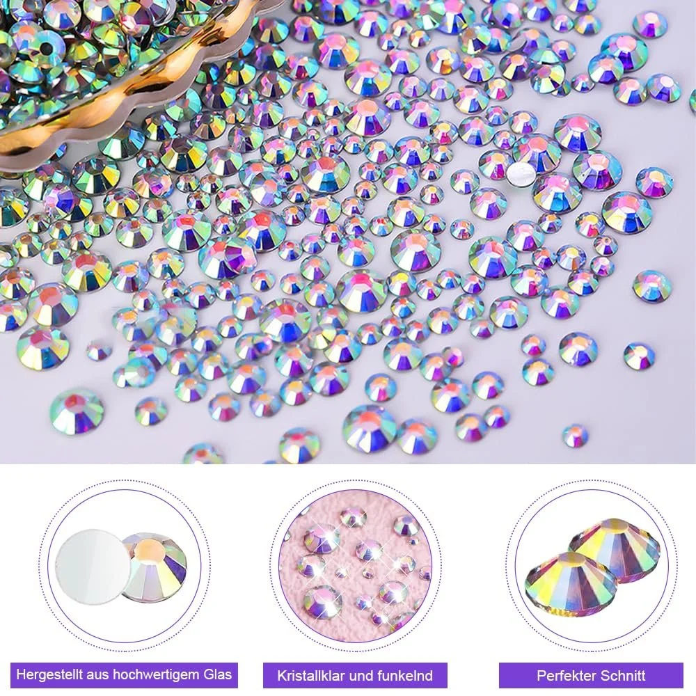 Стразы Тип AB Бренд Hotfix Камни Crystal Камни для ногтей Круглый Прозрачный, фото №3