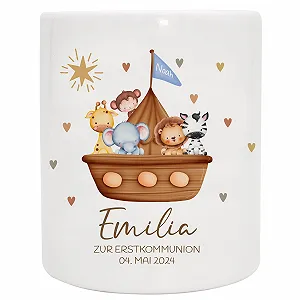 Копилка Noah's Ark керамическая 95 х 80 мм Синяя - Фото 1