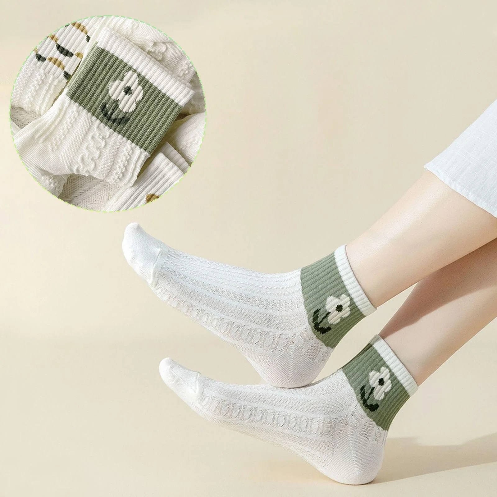 Носки средней длины и короткие носки, 5 пар, милые повседневные носки, удобные и мягкие для ухода за ногами девочек., фото №6 Носки средней длины и короткие носки, 5 пар, милые повседневные носки, удобные и мягкие для ухода за ногами девочек., фото №6