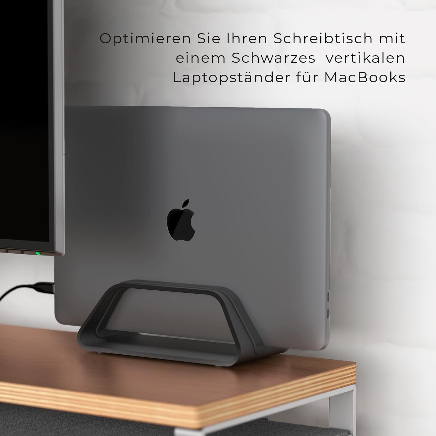 Вертикальна підставка для ноутбука HumanCentric для MacBook Pro/Air, алюмінієва, чорна, фото №6