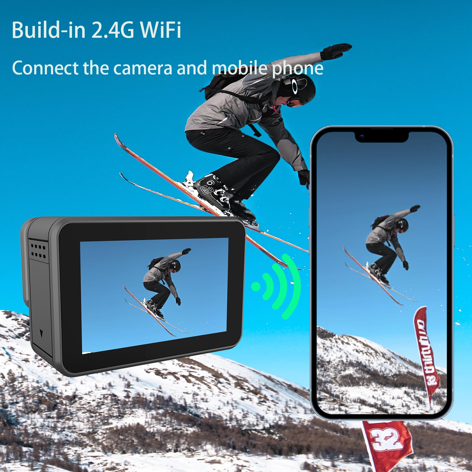 Екшн-камера Nvgfelis Action 5K/30FPS 48MP WiFi 30M Waterproof, фото №6