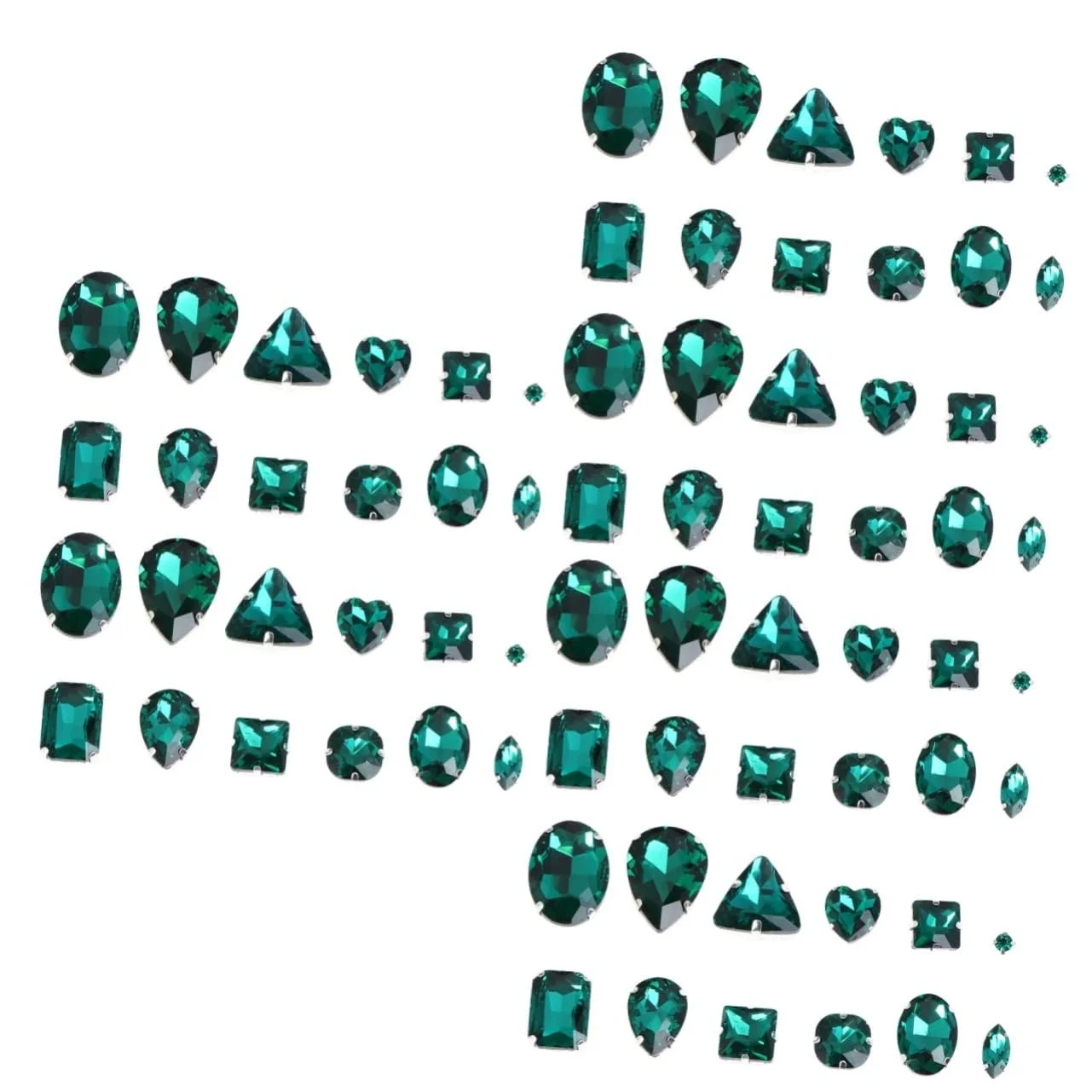 Стрази для пришивання SEWACC Краплеподібної форми з срібною металевою основою, 150 шт, темно-зелений, фото №1