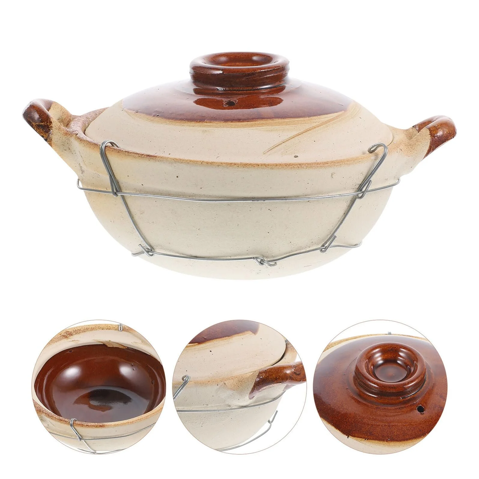 Кастрюля Toyvian терракотовая с толстой ручкой антипригарная термостойкая круглая, фото №3