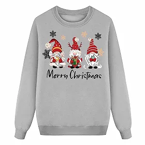 Повседневная толстовка Generisch с круглым вырезом, принтом Санта-Клауса и букв для девочек - Фото 1