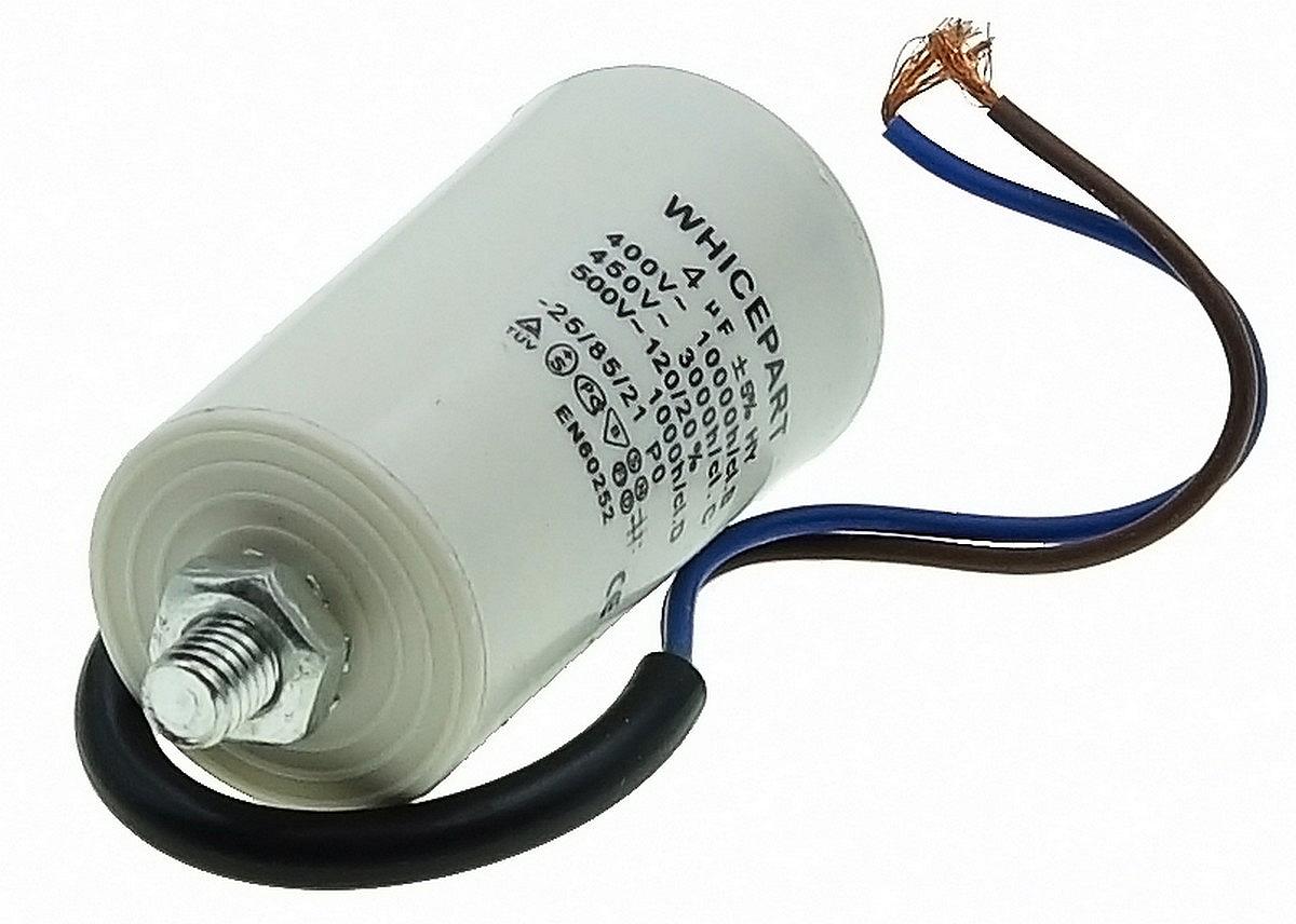 Рабочий конденсатор Whicepart 4мкф 450V провода D34 H64 арт.кон050, фото №2