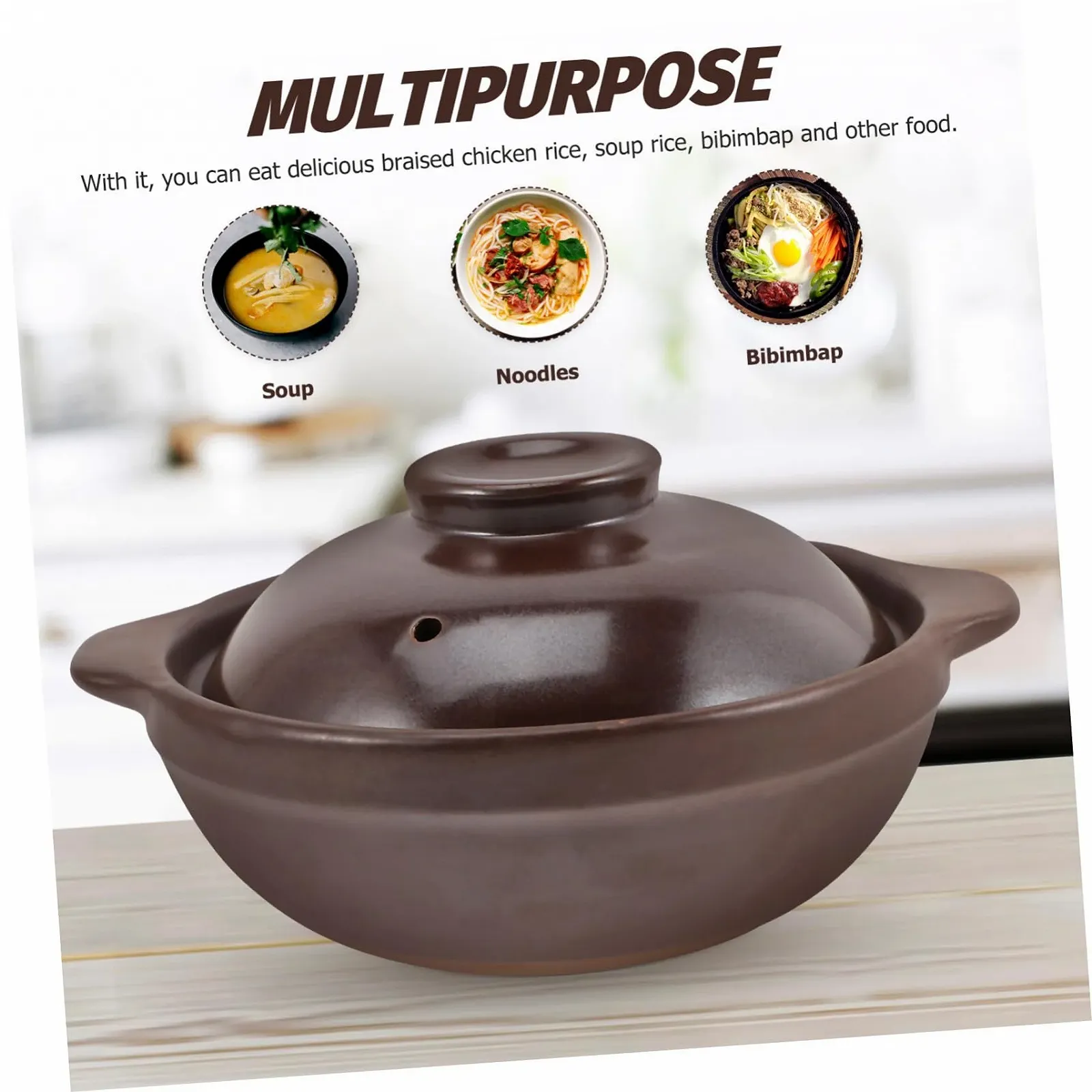 Каструля-сотейник Veemoon керамічна з кришкою жаростійка маленька коричнева, фото №6 Каструля-сотейник Veemoon керамічна з кришкою жаростійка маленька коричнева, фото №6