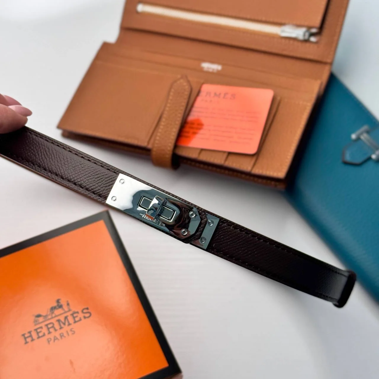 Жіночий шкіряний ремінь темно коричневого кольору Hermes Гермес, фото №5