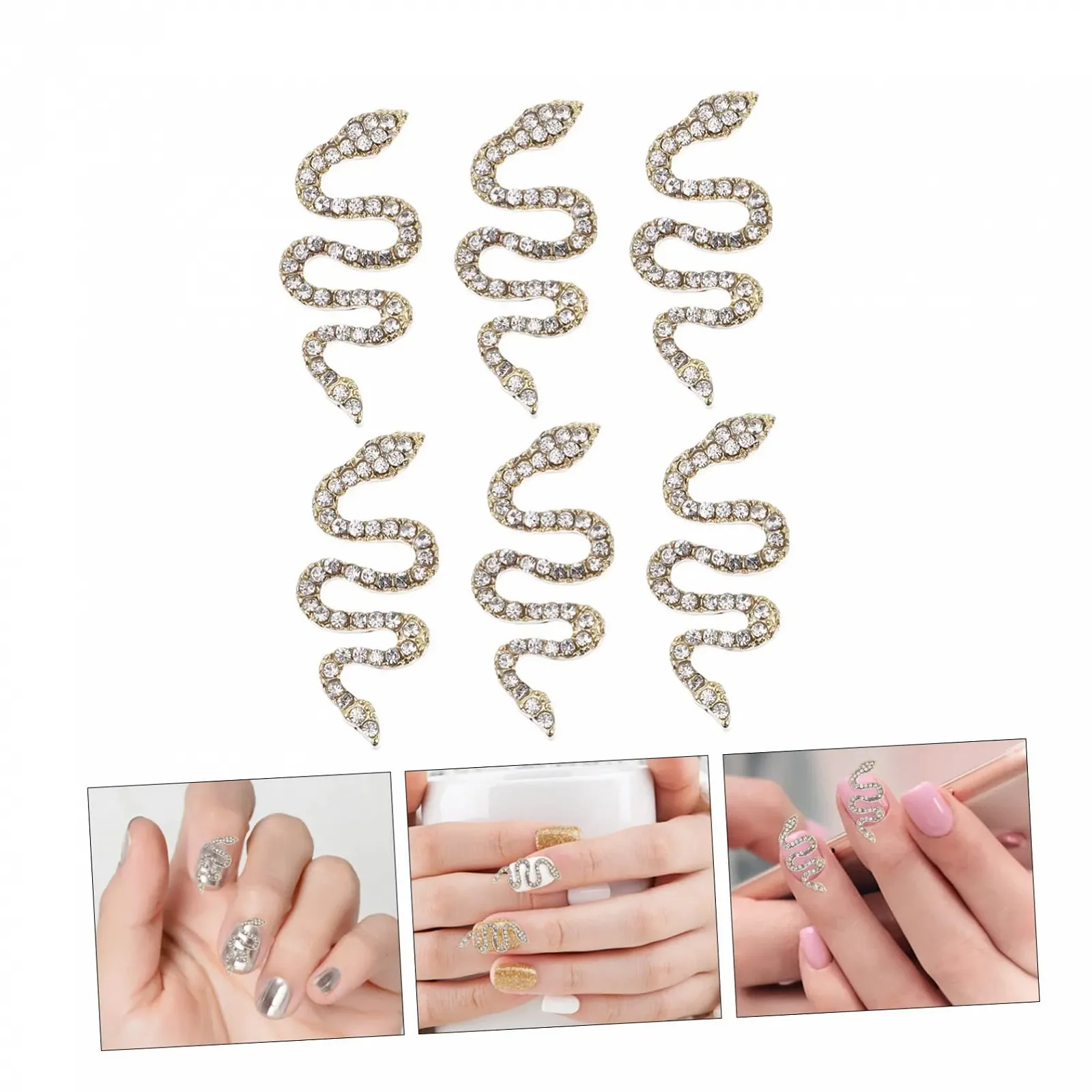 Украшения для ногтей в виде змеи 6 шт., аксессуары для ногтей, украшения для ногтей своими руками, крестики для ногтей, бриллианты для ногтей, украшения для маникюра со стразами, подвески для маникюра из цинкового сплава, золотые, фото №7