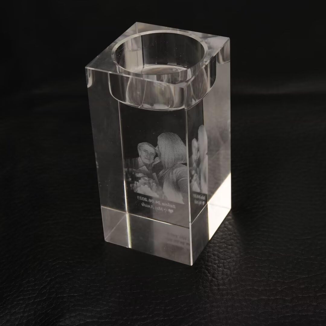 Подсвечник Crystal 3D Photo Индивидуальная гравировка 3D изображение с фото и текстом, фото №7