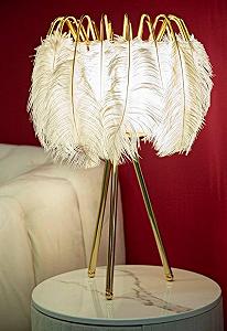 Настільна лампа Dmora Bianco 40 x 40 x 60 см Біла з золотим - Фото 1