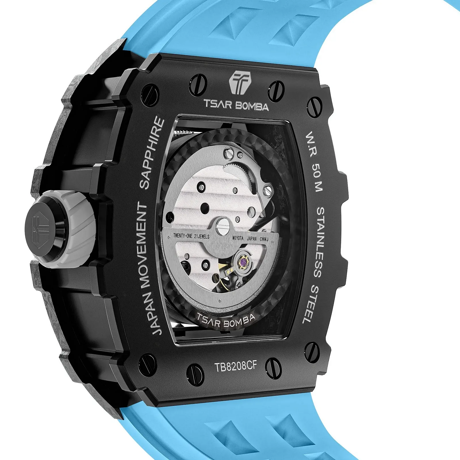 Мужские Автоматические Механические Часы TSAR BOMBA Оригинальный Дизайн Квадратные из нержавеющей стали 50 м Водонепроницаемые и Силиконовый Ремешок, фото №6 Мужские Автоматические Механические Часы TSAR BOMBA Оригинальный Дизайн Квадратные из нержавеющей стали 50 м Водонепроницаемые и Силиконовый Ремешок, фото №6