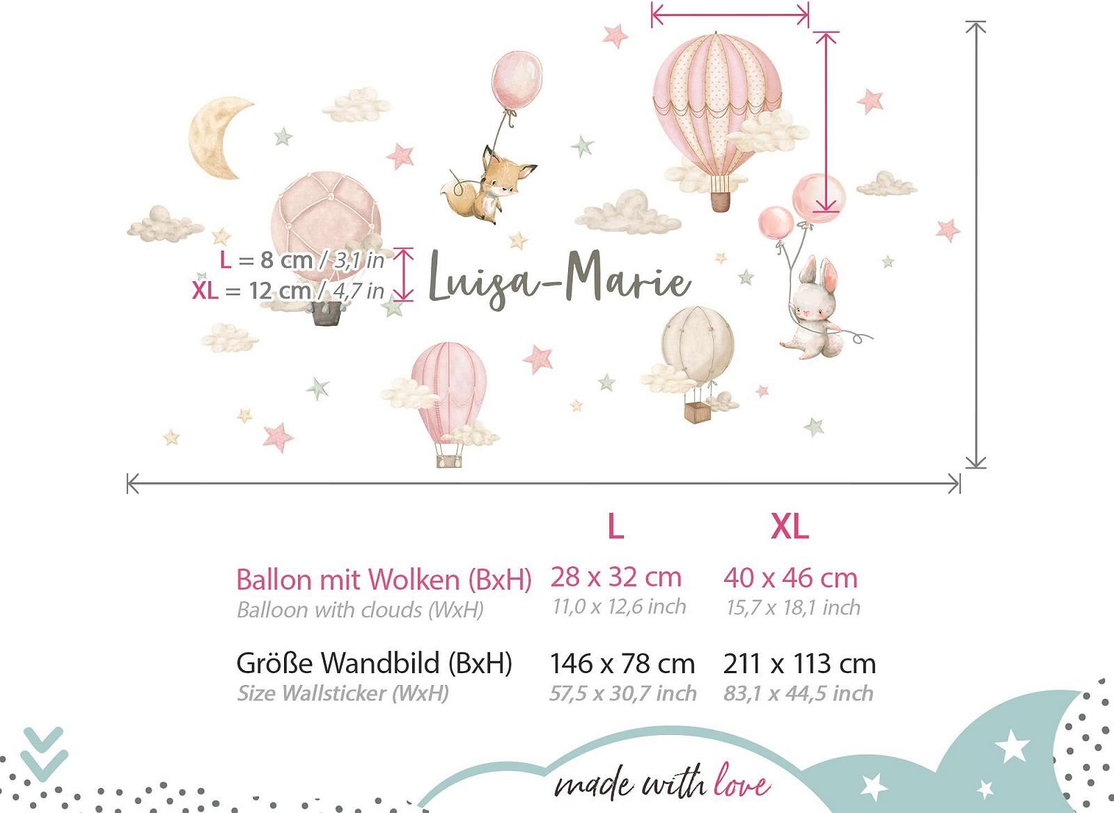 Наклейка на стену Little Deco DL5121-04 Тварини на воздушном шаре Лиса и Мышь Персонализированная, фото №3