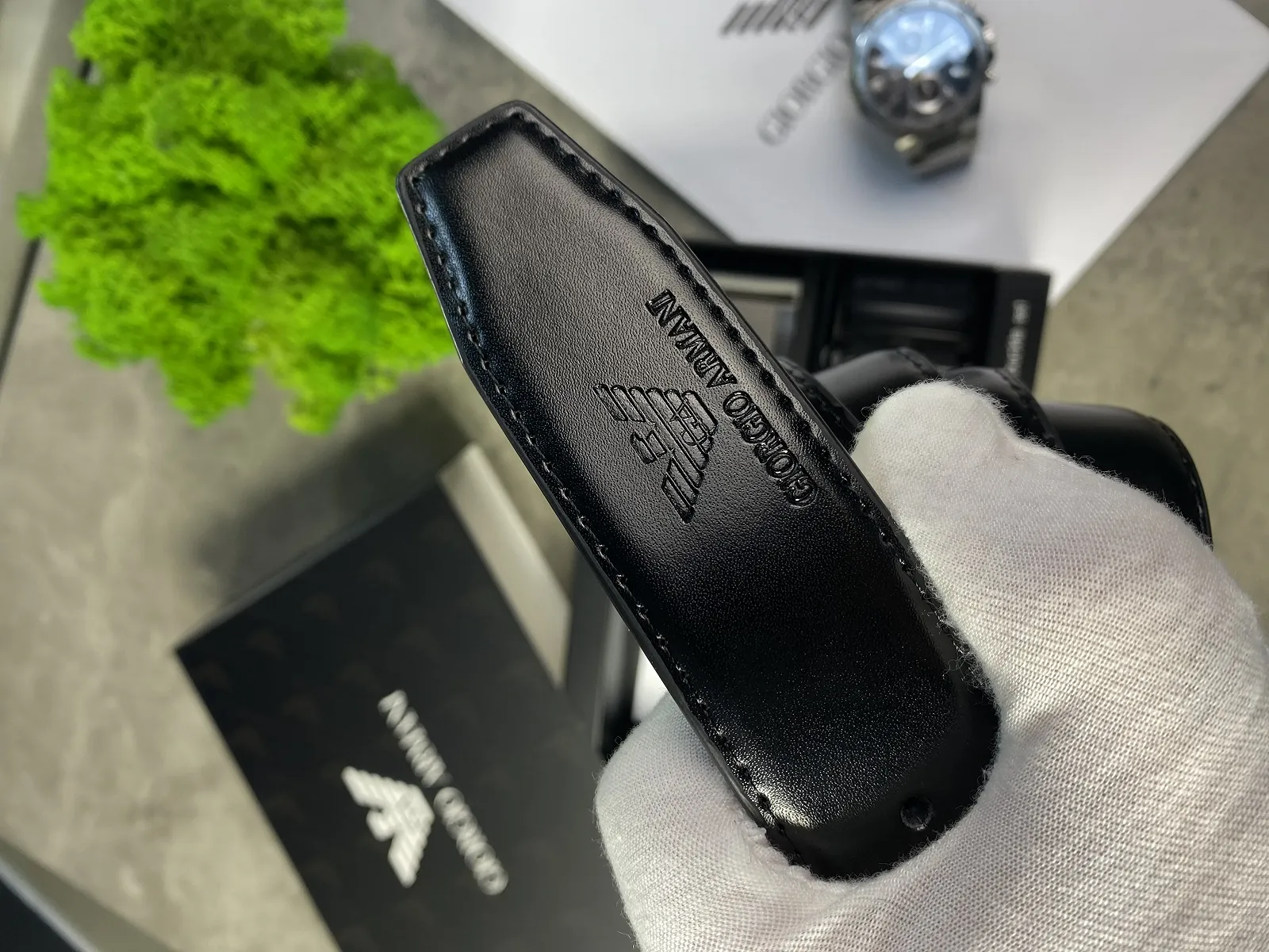 Подарочный набор с кожаным ремнем Giorgio Armani с двумя сменными пряжками Джорджио Армани, фото №11