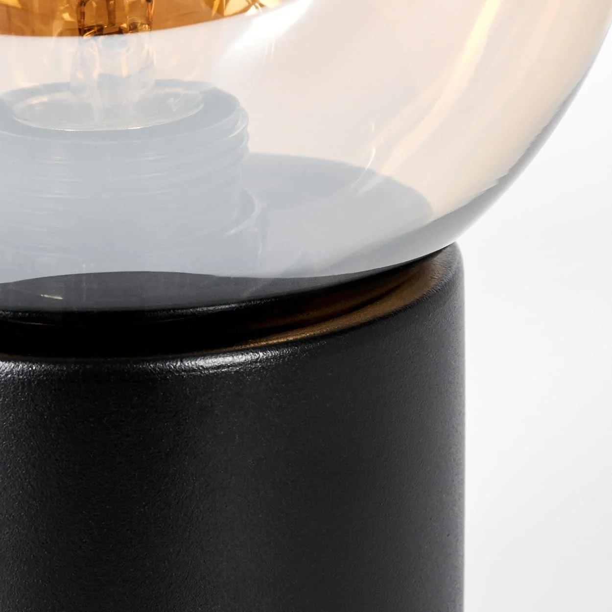 Настільна лампа HOFSTEIN Koyoto метал/скло 15 см E27 чорно-бурштинова, фото №6