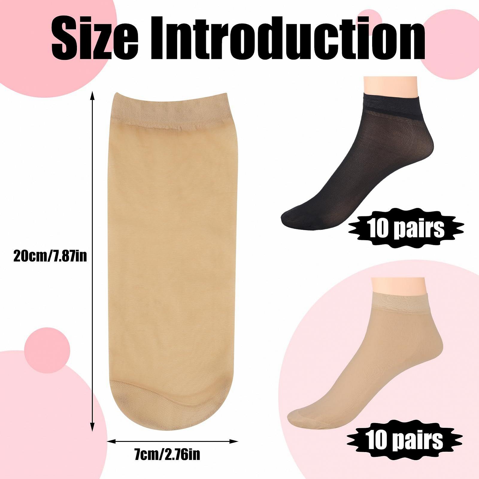 Носки Женские Нейлоновые Щиколотки Тонкие Прозрачные Гольфы Шелковистые Дышащие Черный, One size fits all, фото №2