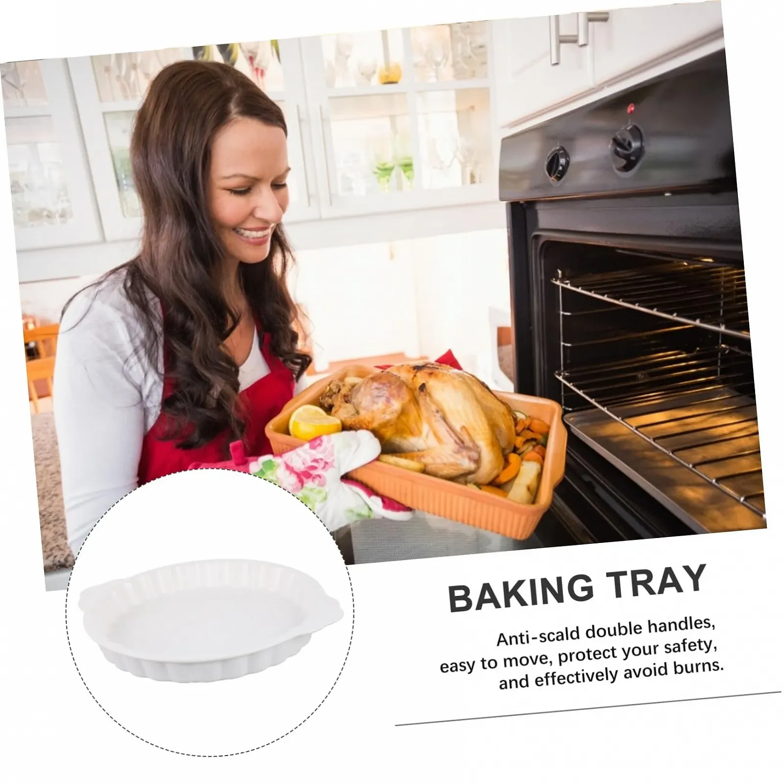 Форма для запекания Lurrose Ceramic Handles Heat Resistant Oval Oven and Microwave Safe, фото №3