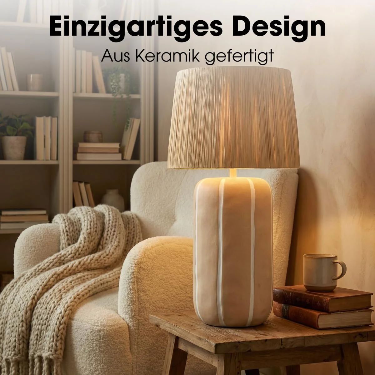 Настольная лампа MICA Decorations Denton керамическая металлическая бумажная 61 x 33 см Бежевая, фото №5