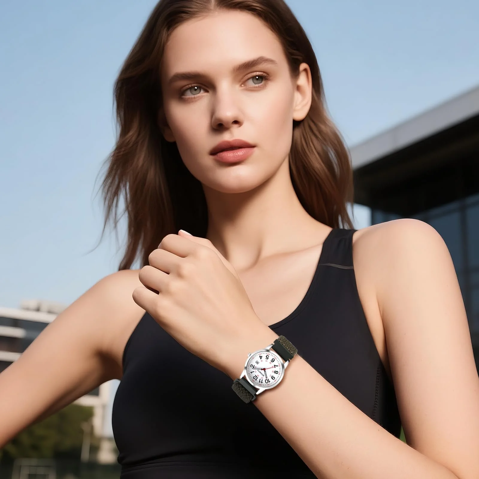 Эластичные плетеные часы для медсестры Oidea: 12/24-часовое военное время, день, дата, легко читаемые аналоговые часы, фото №9 Эластичные плетеные часы для медсестры Oidea: 12/24-часовое военное время, день, дата, легко читаемые аналоговые часы, фото №9