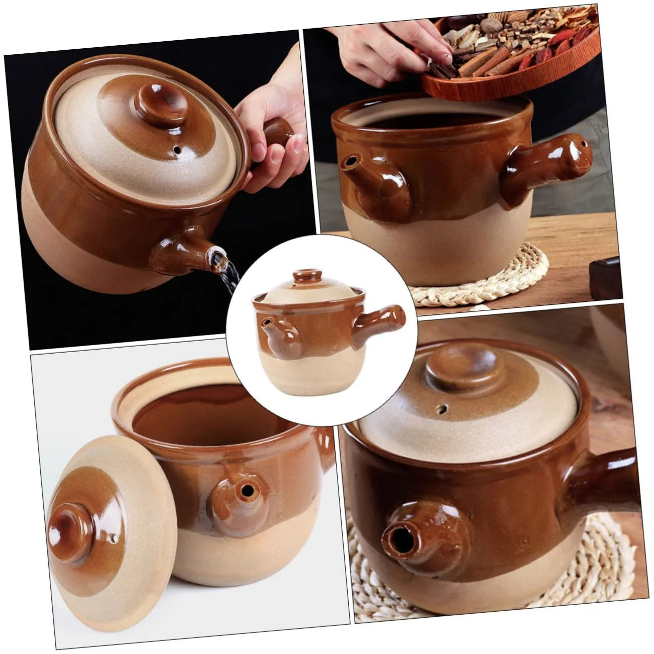 Горшок для приготовления Happyyami Керамический глиняный для открытого огня Традиционный аптечный горшок, фото №5