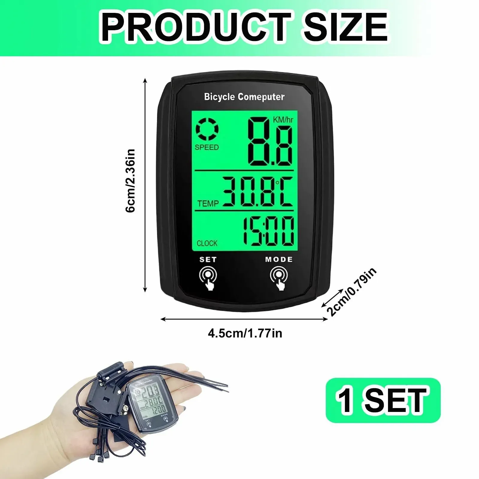 Велокомп'ютер 19 функцій IP54 Waterproof GPS Speedometer Odometer Чорний, фото №2 Велокомп'ютер 19 функцій IP54 Waterproof GPS Speedometer Odometer Чорний, фото №2