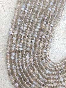 Бусины Лунный Камень, круглые граненые 4.5-5 мм, нить длиной 33 см, ожерелья, браслета - Фото 1