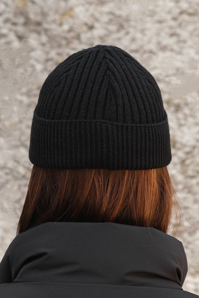 Утеплена трикотажна шапка біні докер на флісі Without Gvido black, фото №8