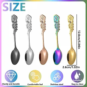 Десертна ложка Кавова ложка з витонченою прикрасою троянди 5 штук synthetic.ua - Фото 1