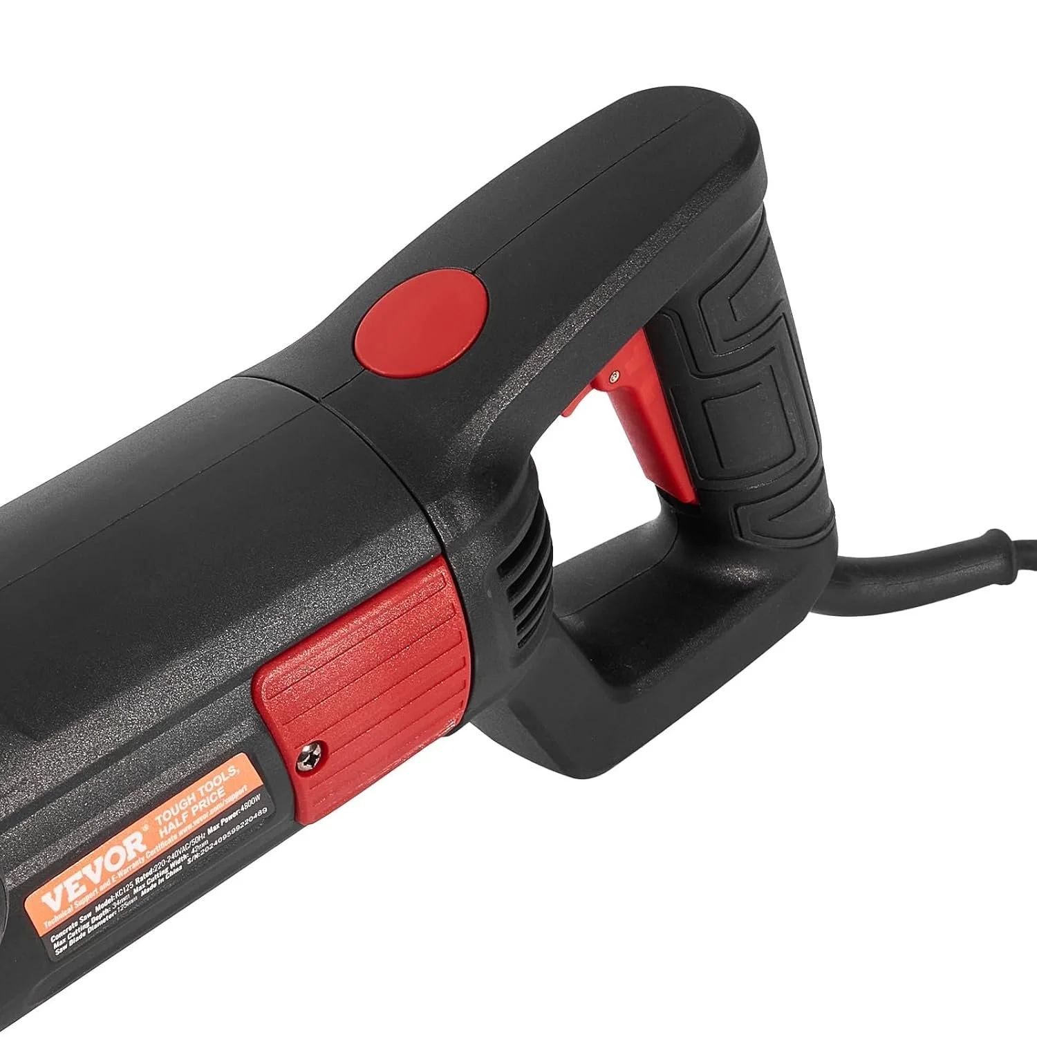 Електричний штроборіз VEVOR K1331 / 4800 Вт / 125 мм диск / 6500 об/хв / Червоний-чорний, фото №5